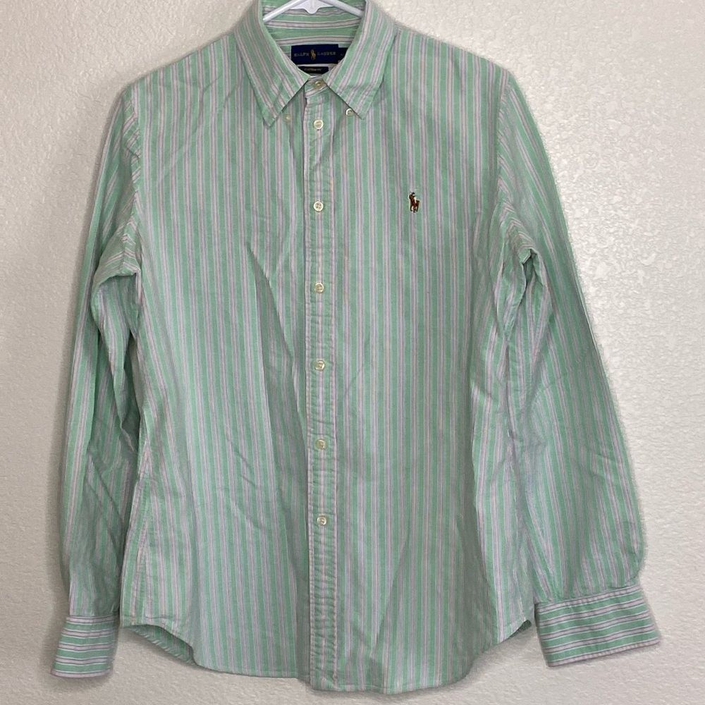 RALPH LAUREN Boy’s 100 Cotton Button Down Striped Shirt Size L